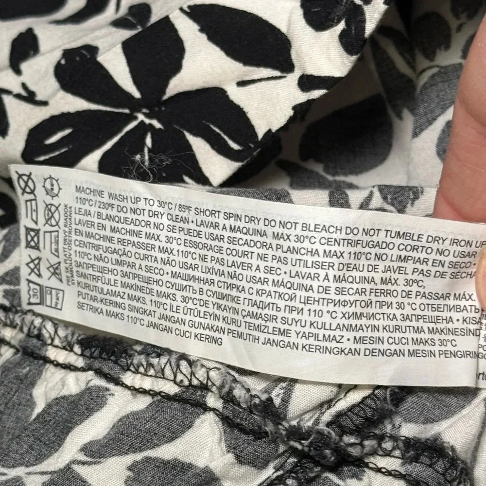 🌻 MNG Black & White Floral Midi Peasant Dress* Women’s size 6 Cottagecore - Picture 11 of 16
